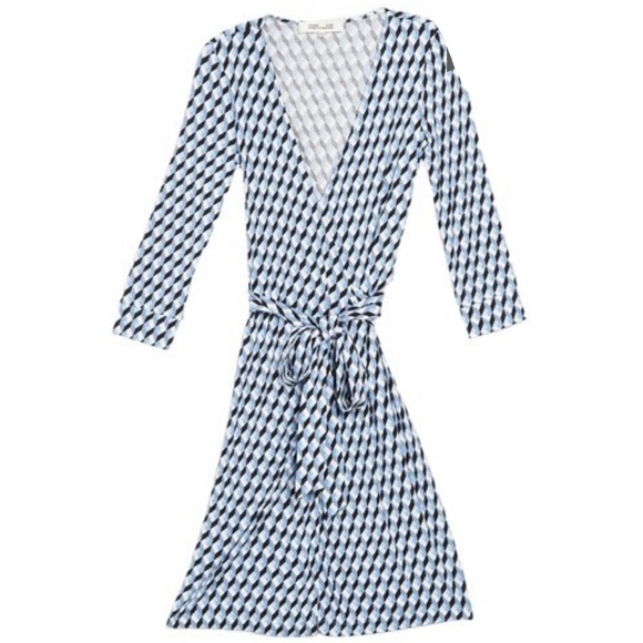 Diane Von Furstenberg Blue and White Patterned Dress - Picture 1 of 5